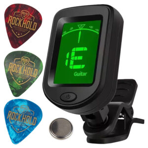 Zestaw: tuner chromatyczny na klips RockHold T75 + 3 kostki gitarowe RH-KG-1071 0,71mm
