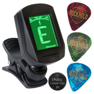 Zestaw: tuner chromatyczny na klips RockHold LT23 + 3 kostki gitarowe RH-KG-1071 0,71mm